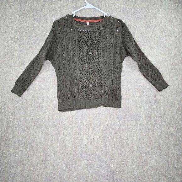 Xhilaration Women’s Small Olive Green Open Knit Lightweight Sweater 100% Cotton - Picture 1 of 6